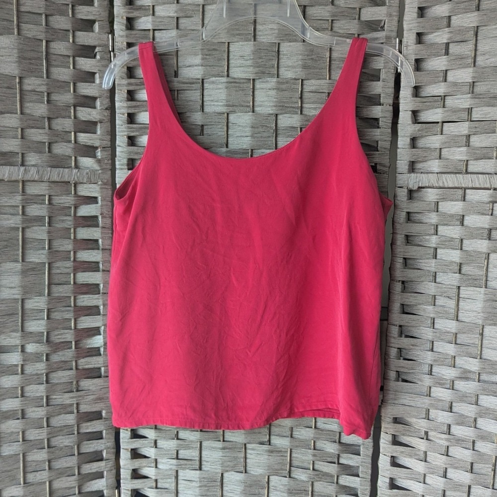 Vtg Simple Shell Tank Top Fuchsia Pink‎ 100% Silk Scoop Neck 10 Minimalist Chic